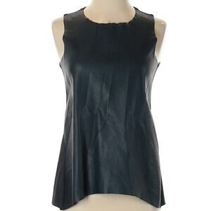 Olivaceous small black sleeveless faux leather pleather goth shirt